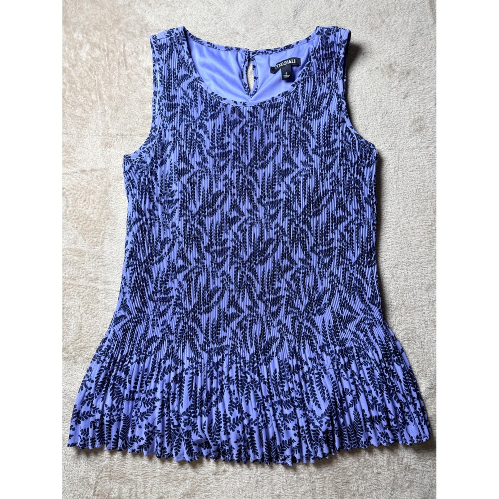 Roz & Ali Women Purple Pleated Sleeveless Top Small Office Siren Whimsigoth y2K
